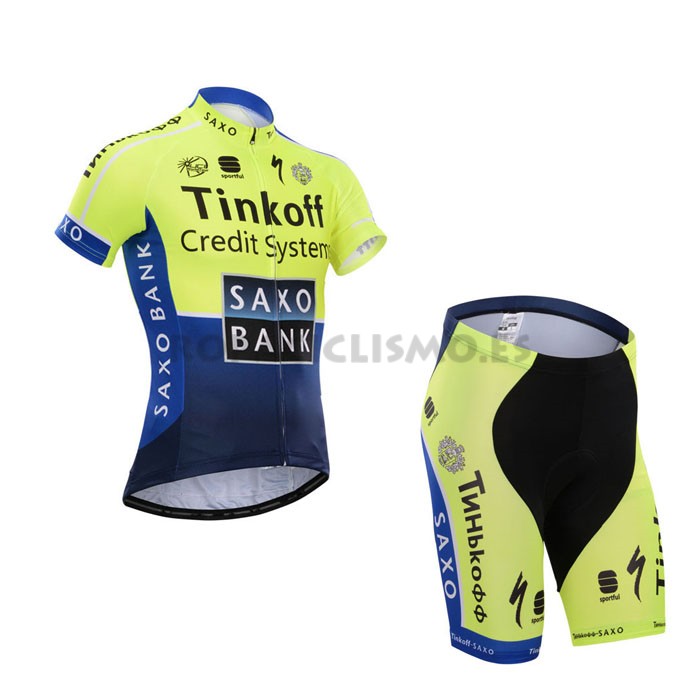 2014 Maillot Saxobank mangas cortas amarillo